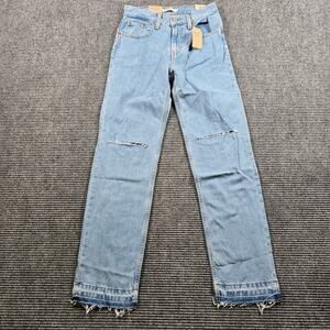 Levi’s Low Pro Straight Women's 24 Blue Raw Hem Distressed NWT